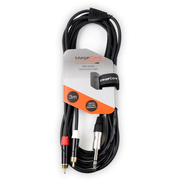 Stage core icore 300 - 6.35mm Stereo Jack Plug - 2 x Male RCA Phono Plugs
