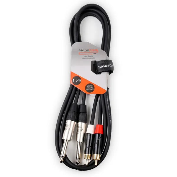 Stage core icore 310 - 2 x 6.35mm Mono Jack Plug - 2 x Male RCA Phono Plugs