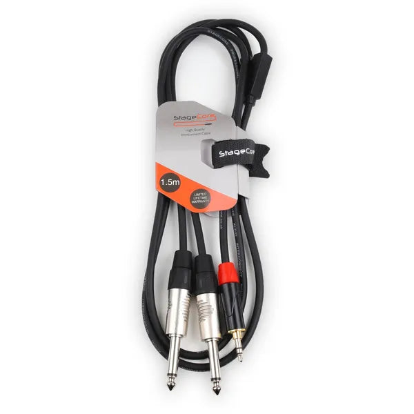 Stage core icore 170 - 3.5mm Stereo Mini Jack Plug - 2 x 6.35mm Mono Jack Plugs