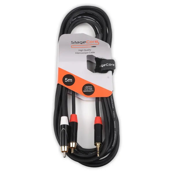 Stage core icore 215 - 3.5mm Stereo Mini Jack Plug - 2 x Male RCA Phono Plugs