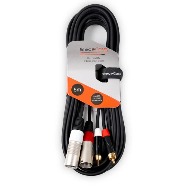 Stage core icore 370 - 2 x Male XLR Connectors - 2 x Male RCA Phono Plugs