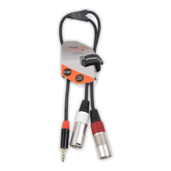 Stage core icore 320 - 2 x Male XLR Connectors - 1 x 3.5mm Stereo Mini Jack Plug