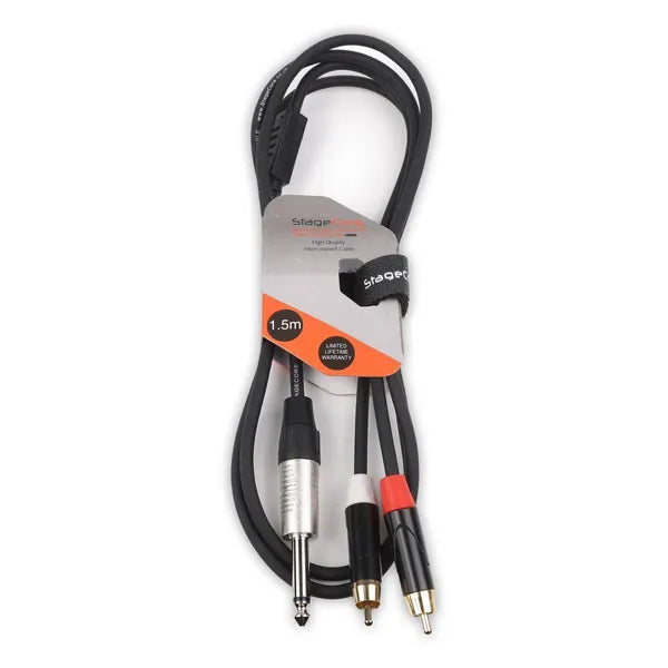 Stage core icore 290 - 6.35mm Mono Jack Plug - 2 x Male RCA Phono Plugs