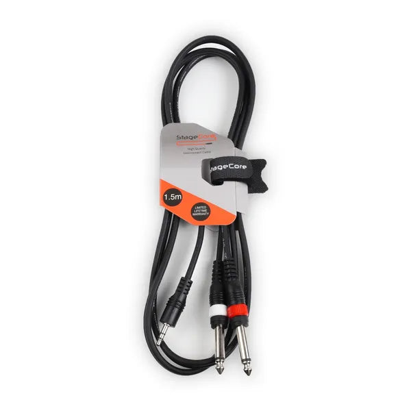 Stage core, AIROH 170 - 1 x 3.5mm Stereo Moulded Jack Plug - 2 x 6.3mm Jack Plugs